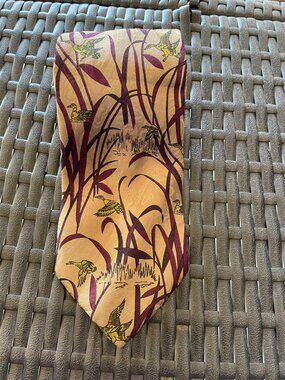 Vintage Zenith Cernobbio Italy Silk Tie Ducks Marsh Birds Wildlife Hunting Novel